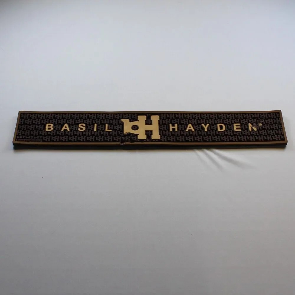 Basil Hayden Signature Waitstation Rubber Bar Rail Mat 24” Brown  USED condition